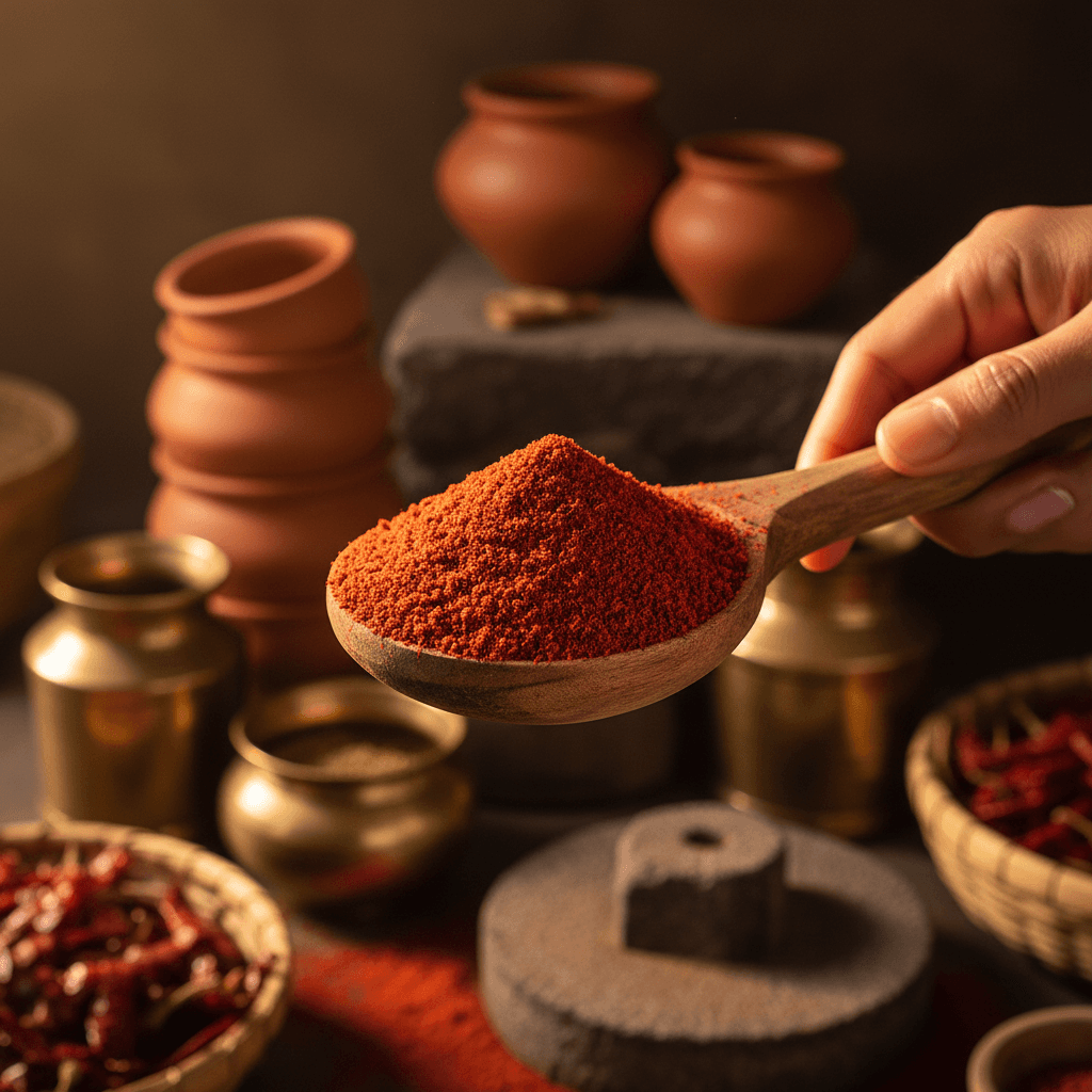 Chef toasting and grinding spice blends by hand